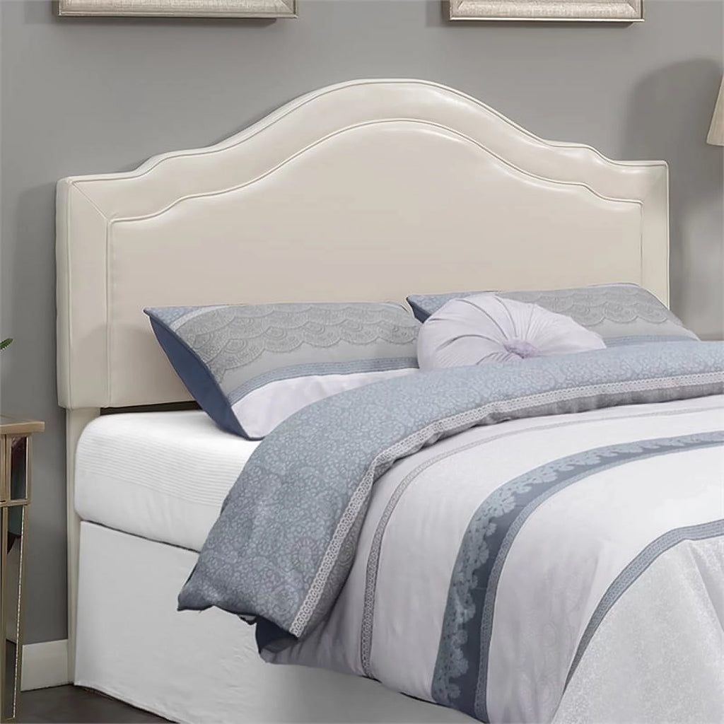 Cream Faux Leather Queen Headboard A420436