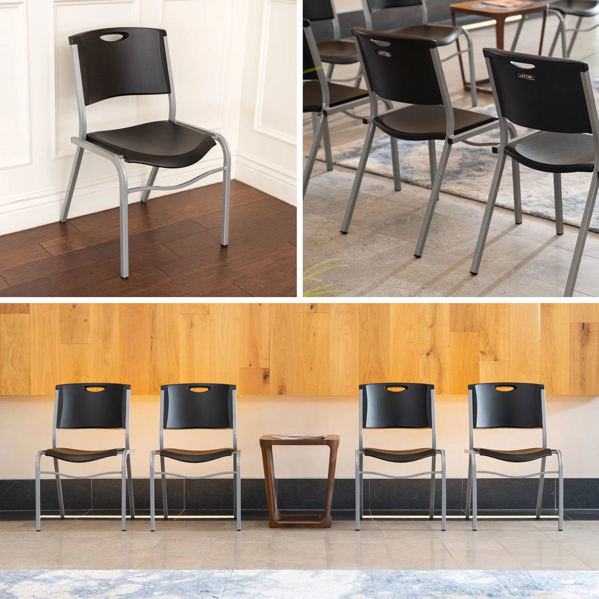 Black Plastic Stacking Chair 4 Pack L732