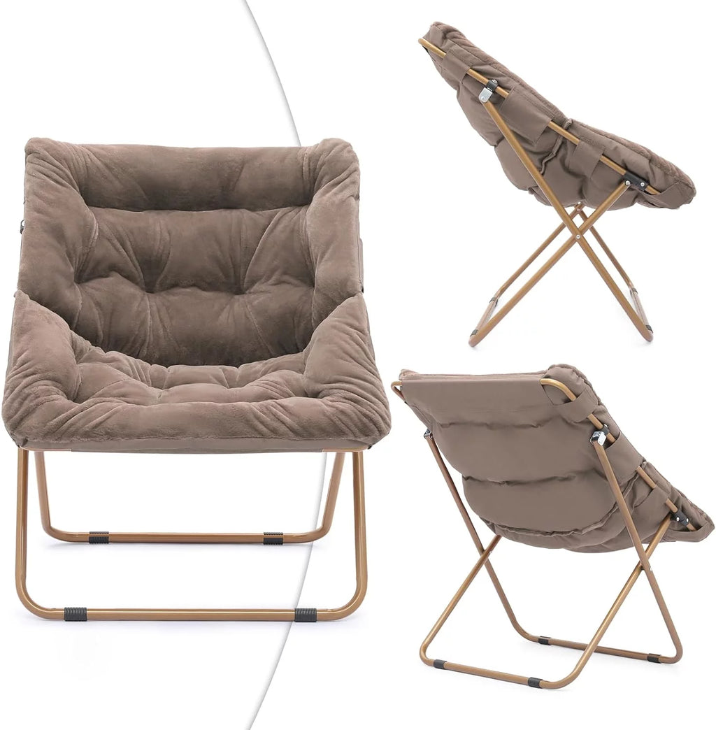 Oversized Foldable Beige Saucer Chair A88444