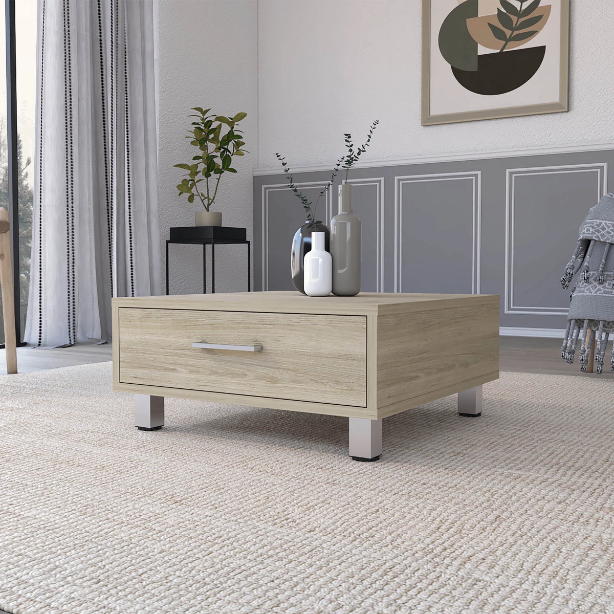 Black Coffee Table with Drawer I438