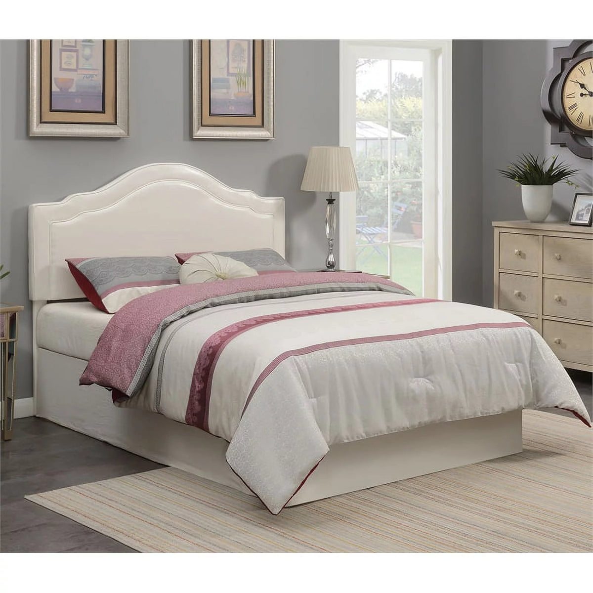 Cream Faux Leather Queen Headboard A420436