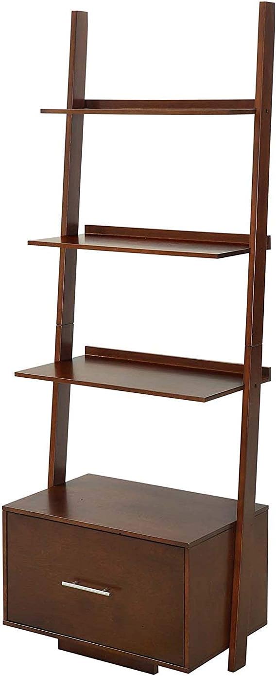 Gray Ladder Bookcase with File Drawer F9380