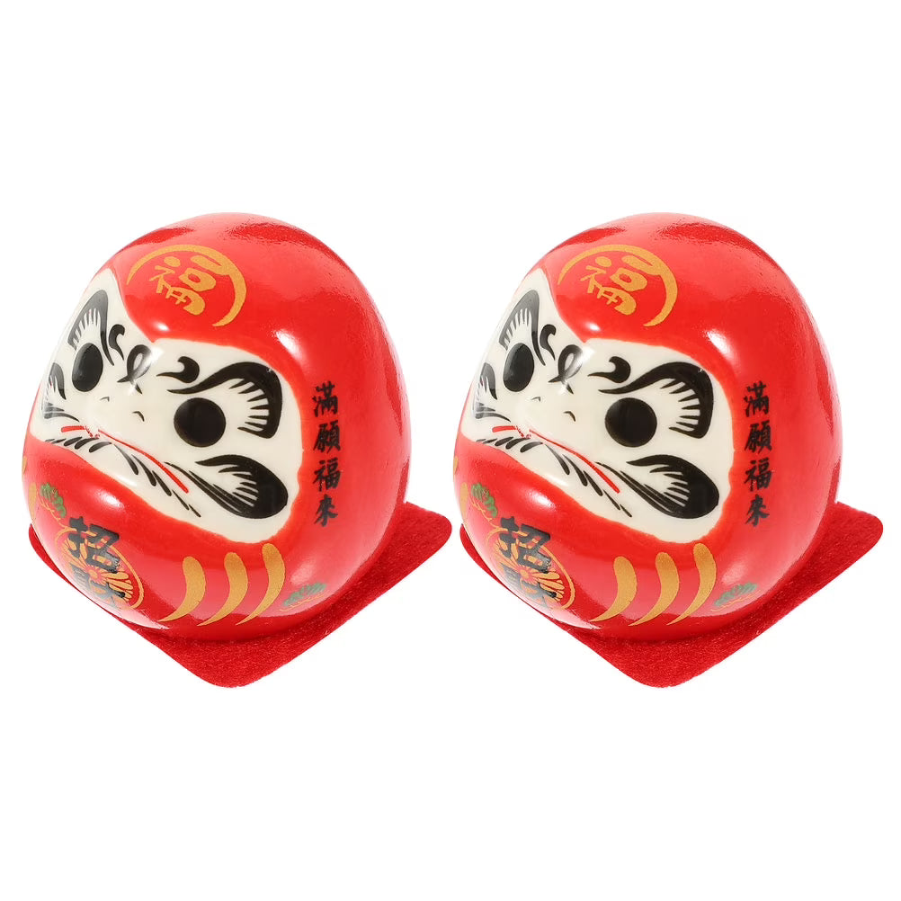 2pcs Porcelain Mini Daruma Fortune Dolls O43882
