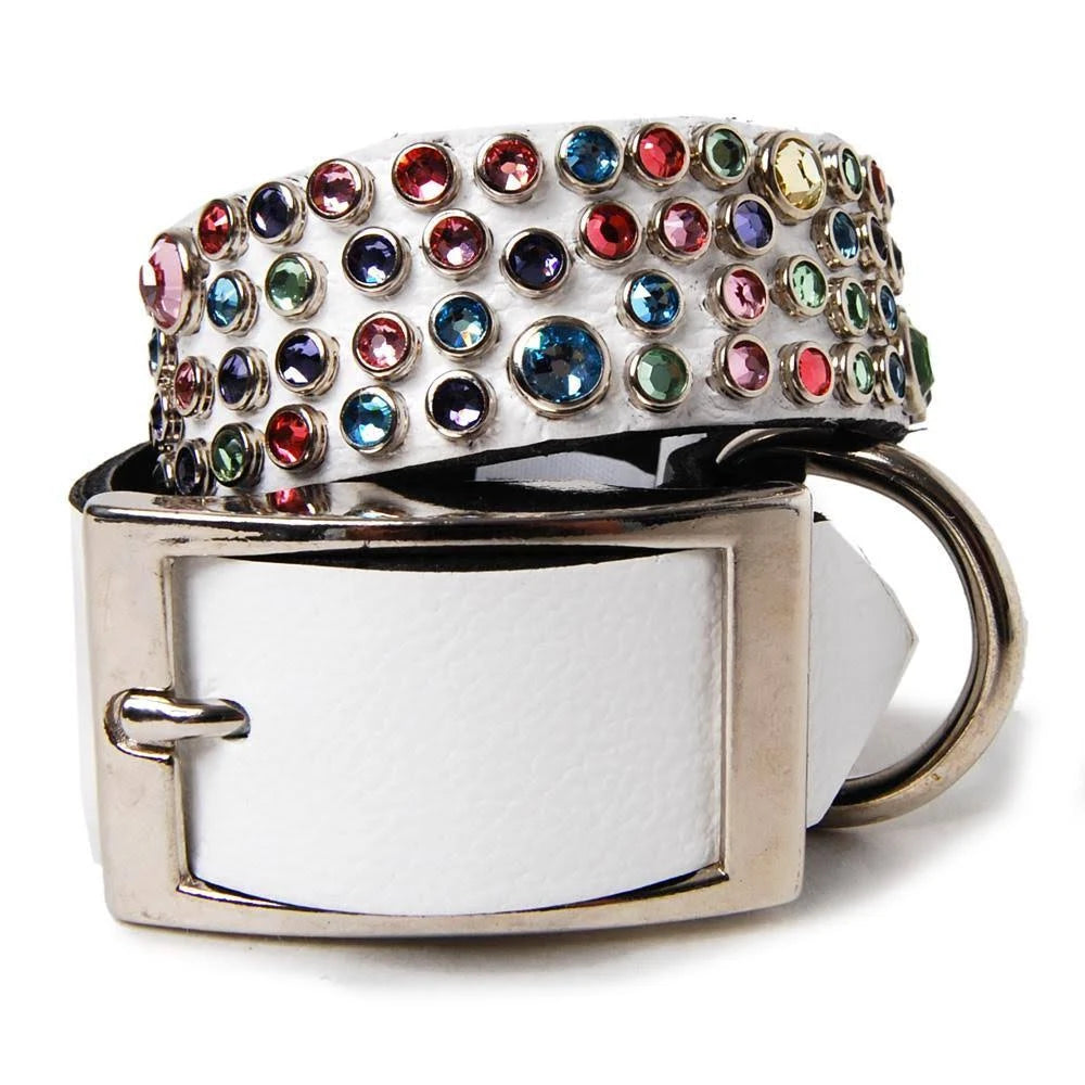 White Leather Dog Collar Size 16 X6534