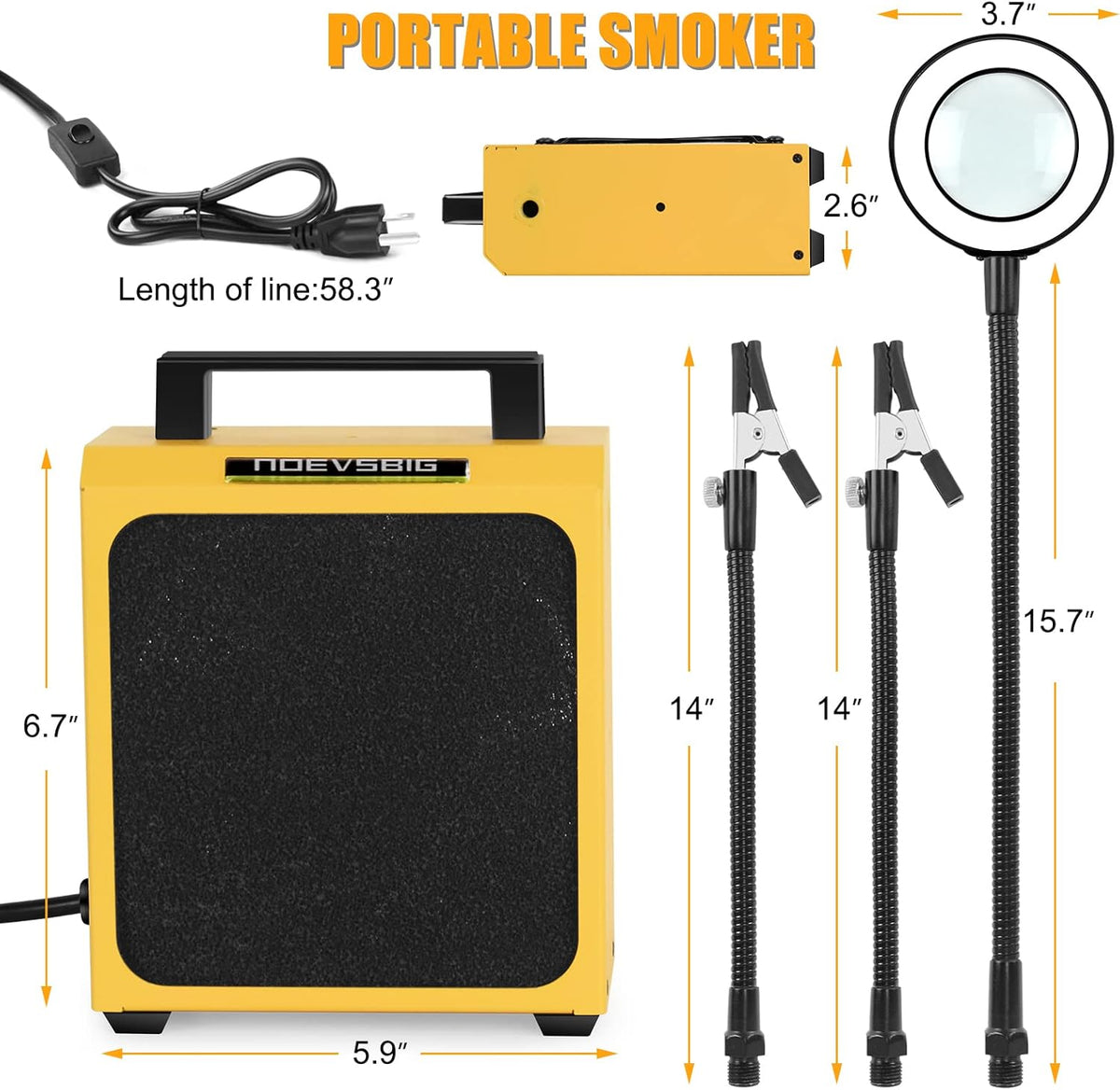 3 PCS Carbon Filter Solder Fume Extractor with LED Magnifying Lamp and Flexible Arms H8772