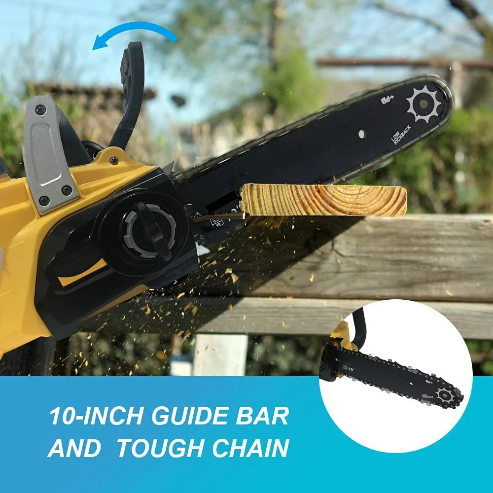 Cordless Chainsaw, 10-inch Brushless Chain Saw with 20V Rechargeable Batteries and Charger D32576