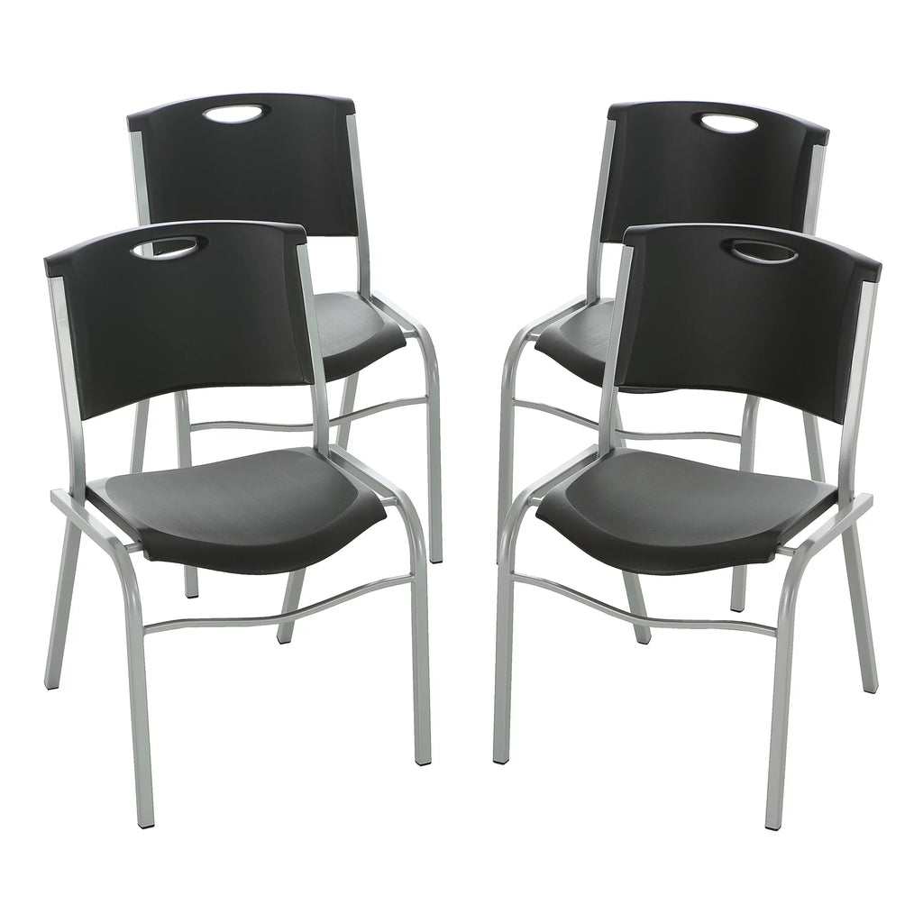 Black Plastic Stacking Chair 4 Pack L732
