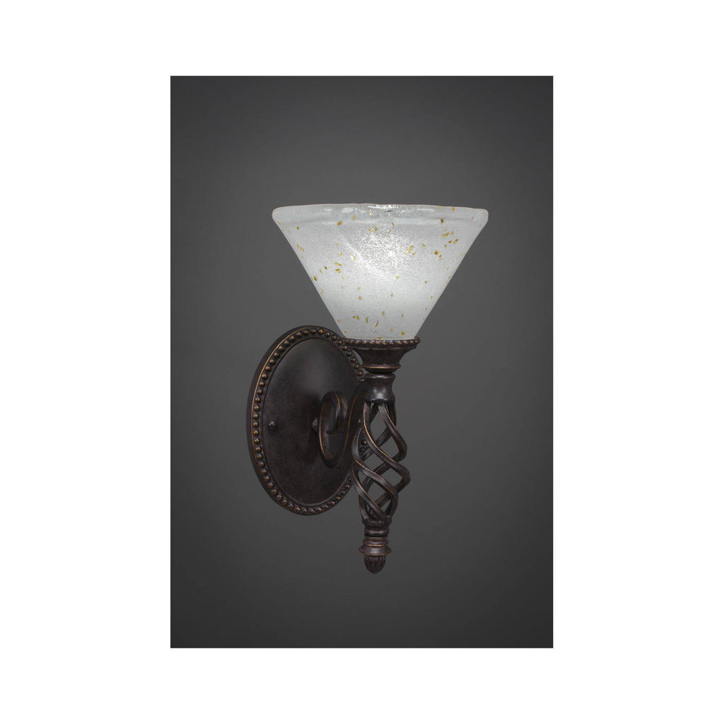 Dark Granite Wall Sconce with Gold Ice Glass P9555