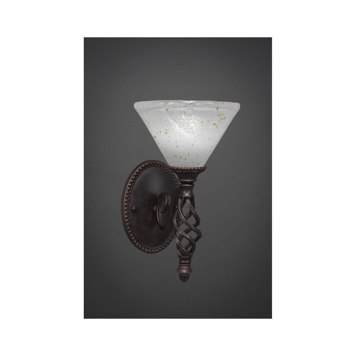 Dark Granite Wall Sconce with Gold Ice Glass P9555