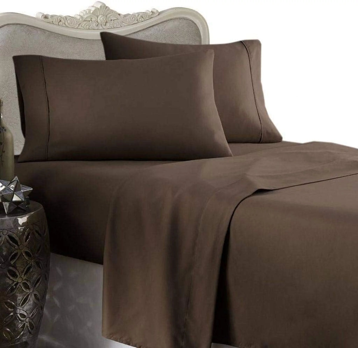 Pima Cotton 4-Piece Bed Sheets Set Queen Size Sateen Weave M659758