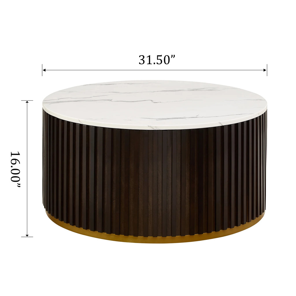 Round Coffee Table with Storage, Black I57566