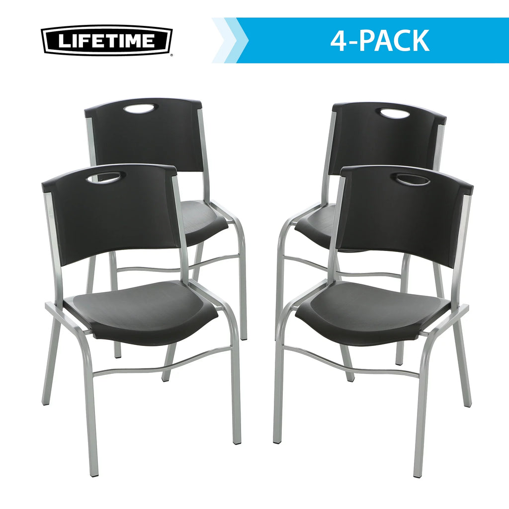 Black Plastic Stacking Chair 4 Pack L732