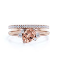 10k Solid Rose Gold Oval Cut Morganite And Diamond Moissanite Engagement Ring N124041