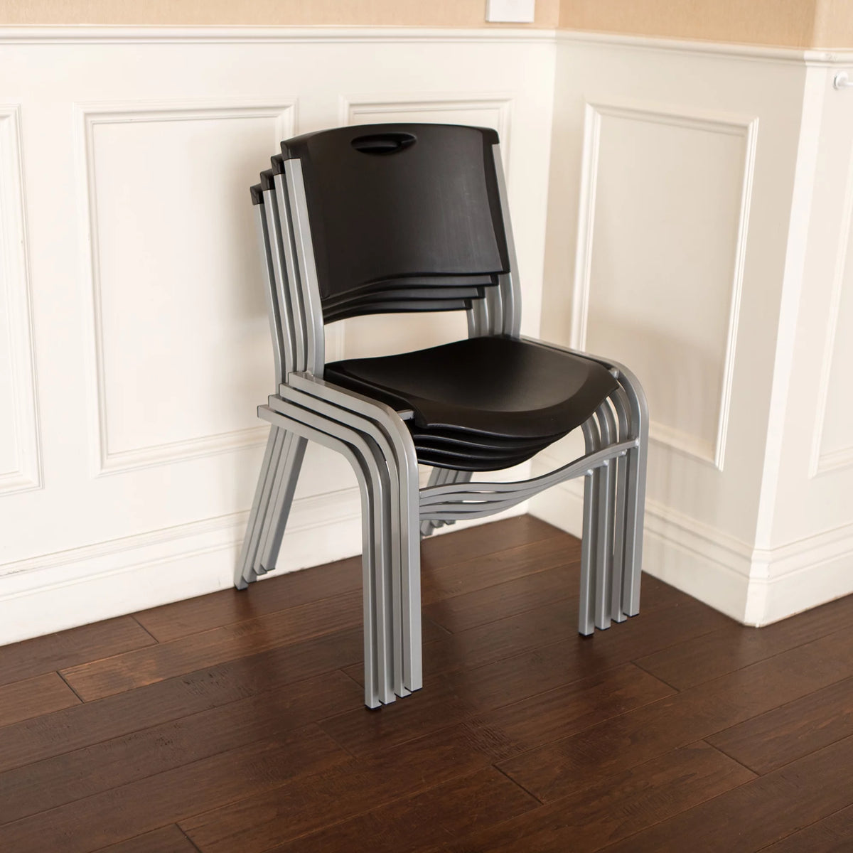 Black Plastic Stacking Chair 4 Pack L732