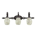 Three Light Bath Bar Dark Granite Finish with Natural Fusion Glass B882