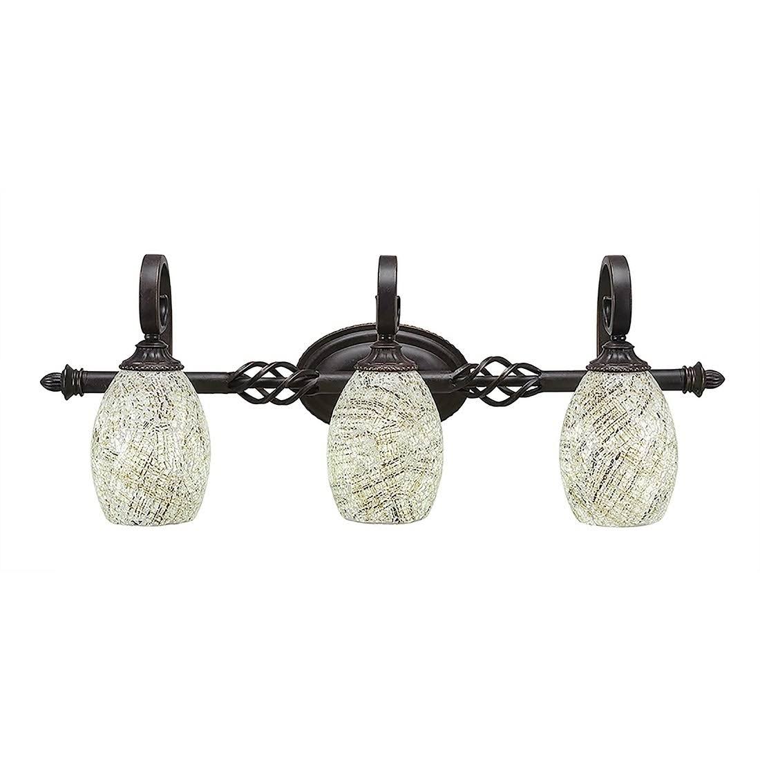 Three Light Bath Bar Dark Granite Finish with Natural Fusion Glass B882
