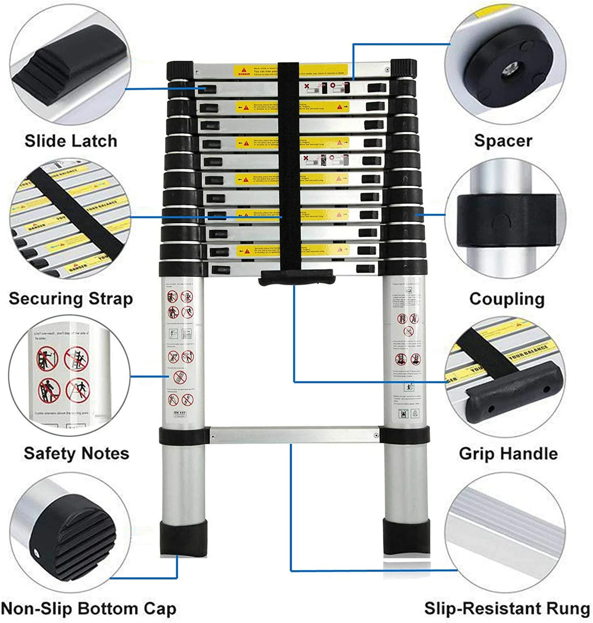 12FT Aluminum Telescoping Folding Ladder P235461