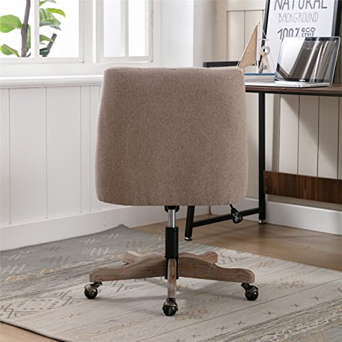 Beige Tufted Linen Swivel Office Chair M806081