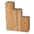 Teak 3 Piece Wood Candlestick Set K7358