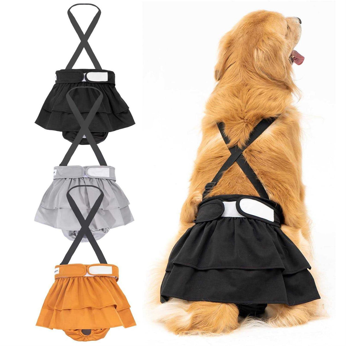 3 Pack Washable Female Dog Diaper with Suspender I555491