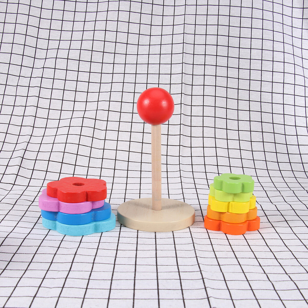 Rainbow Stacking Game Toy Circle Building Blocks Tower Educational Wooden Toy H54663