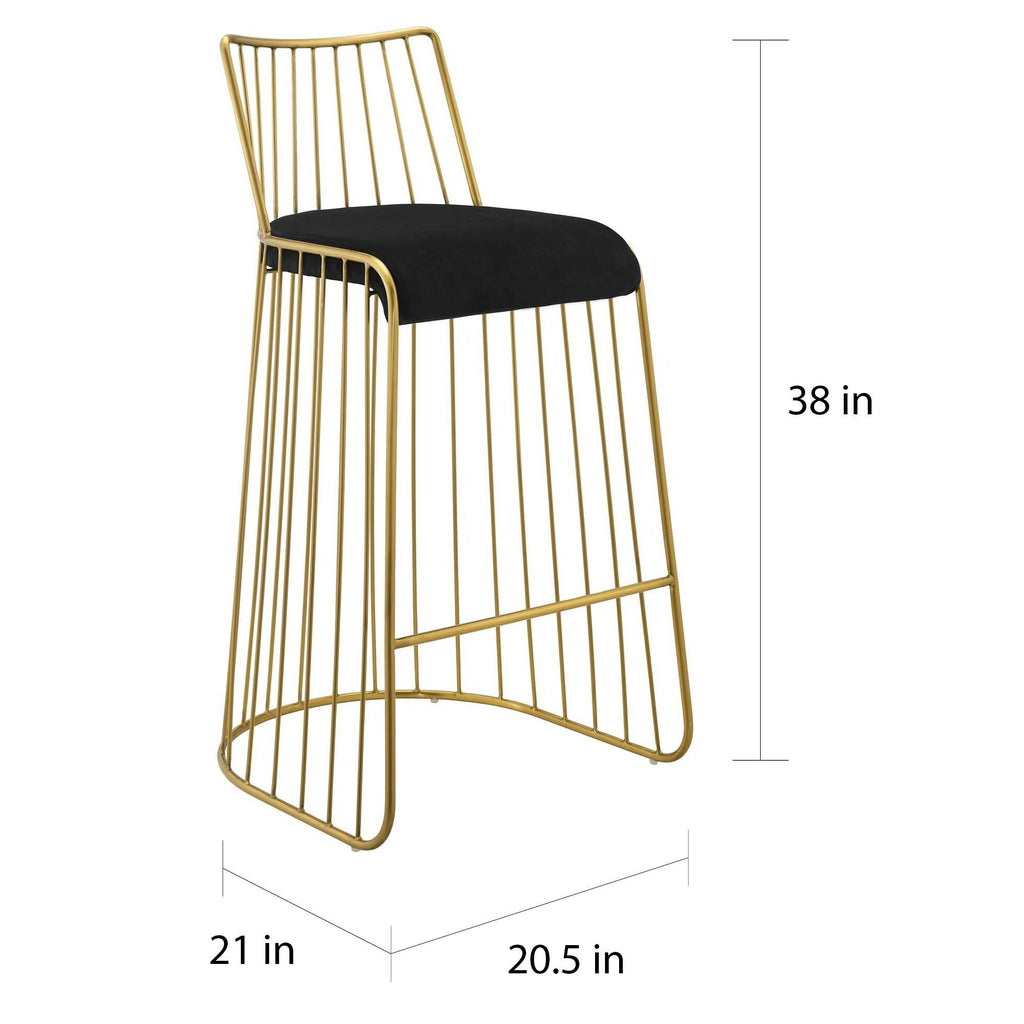 Gold Stainless Steel Velvet Bar Stool W612778
