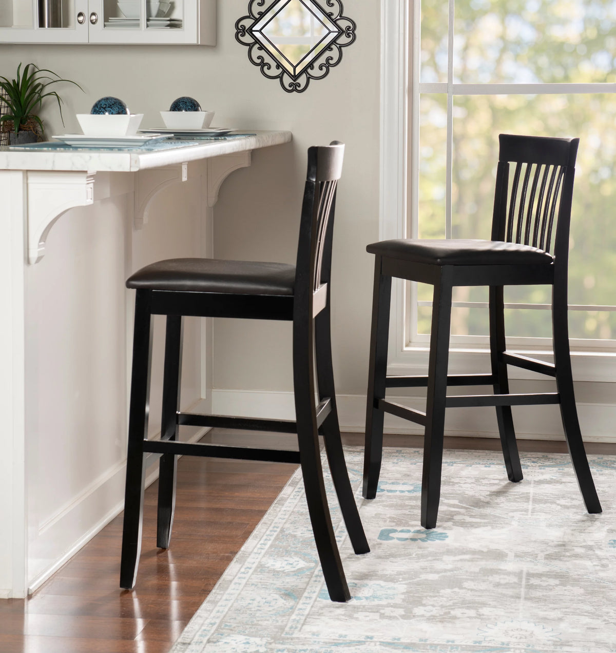 Black Indoor Wood Bar Stool I7057