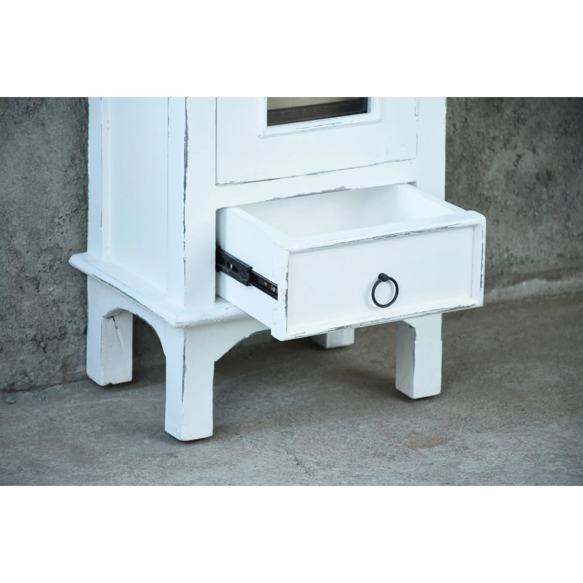 1-Door Wood End Table/Nightstand in Distressed White O4561