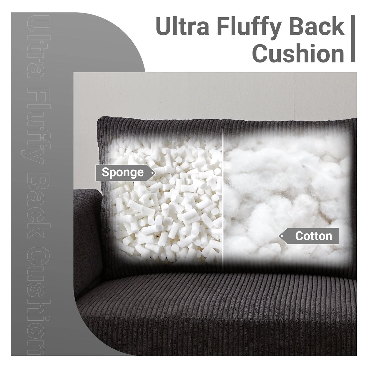 96" 3-Seat Sectional Sofa with Chaise Black Z796