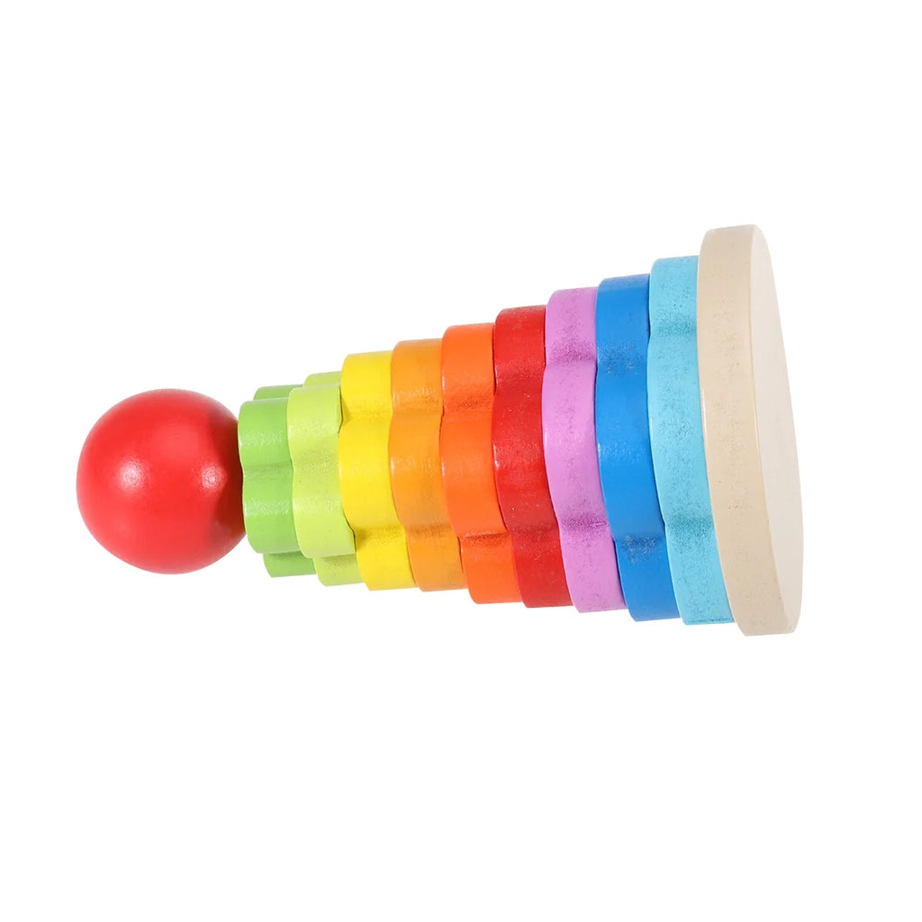 Rainbow Stacking Game Toy Circle Building Blocks Tower Educational Wooden Toy H54663