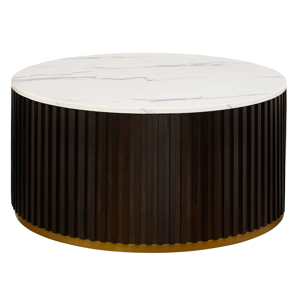 Round Coffee Table with Storage, Black I57566