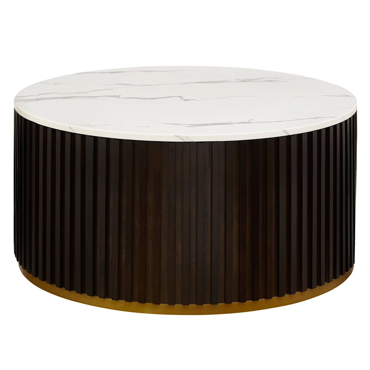 Round Coffee Table with Storage, Black I57566