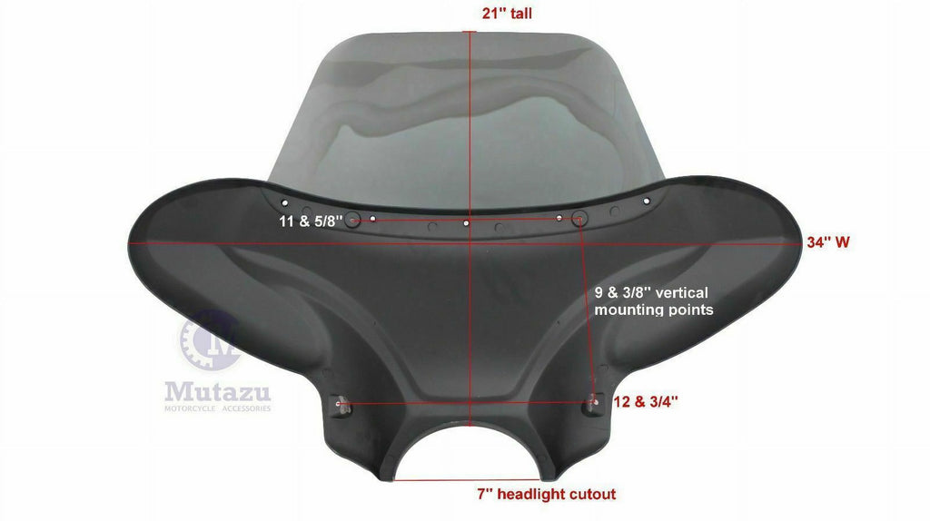 34" Red Cruiser Front Batwing Fairing with Tinted Windshield J49105