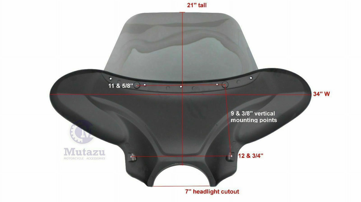 34" Red Cruiser Front Batwing Fairing with Tinted Windshield J49105