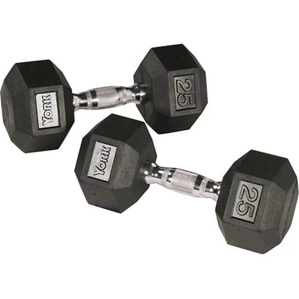 65 lbs Rubber Hex Dumbbell with Chrome Ergo Handle V2361