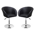 Adjustable Swivel Faux Leather Coffee Chair in Black - Set of 2 Y244