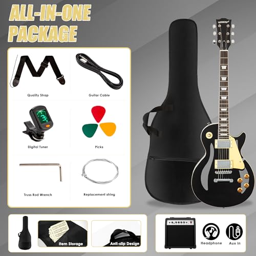Electric Guitar Beginner Kit with 20W Amp, Solid Body, Mahogany Wood T612