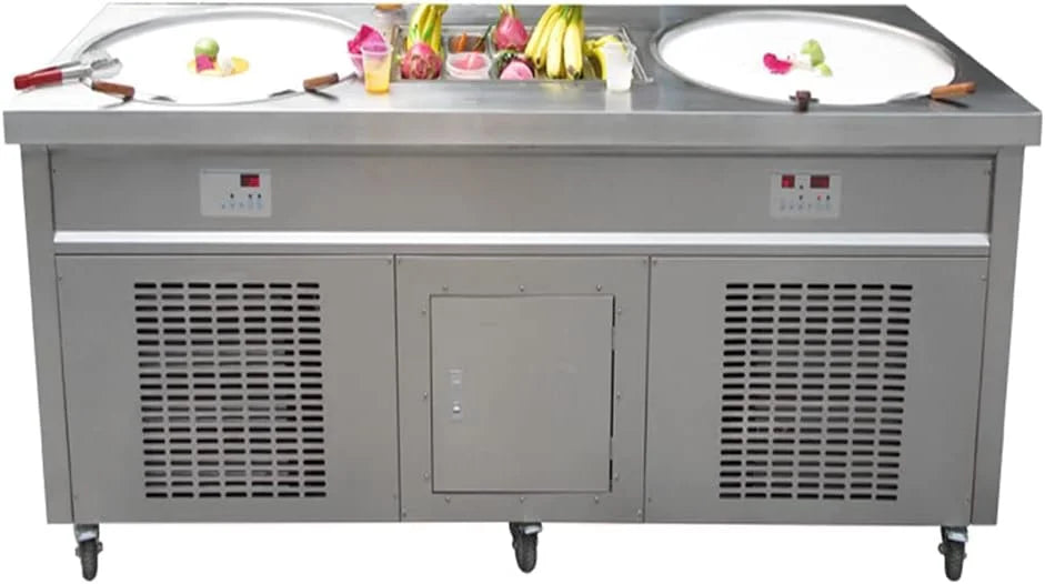 22" Double Round Pans Fried Ice Cream Machine with 10 Refrigerated Tanks N816413