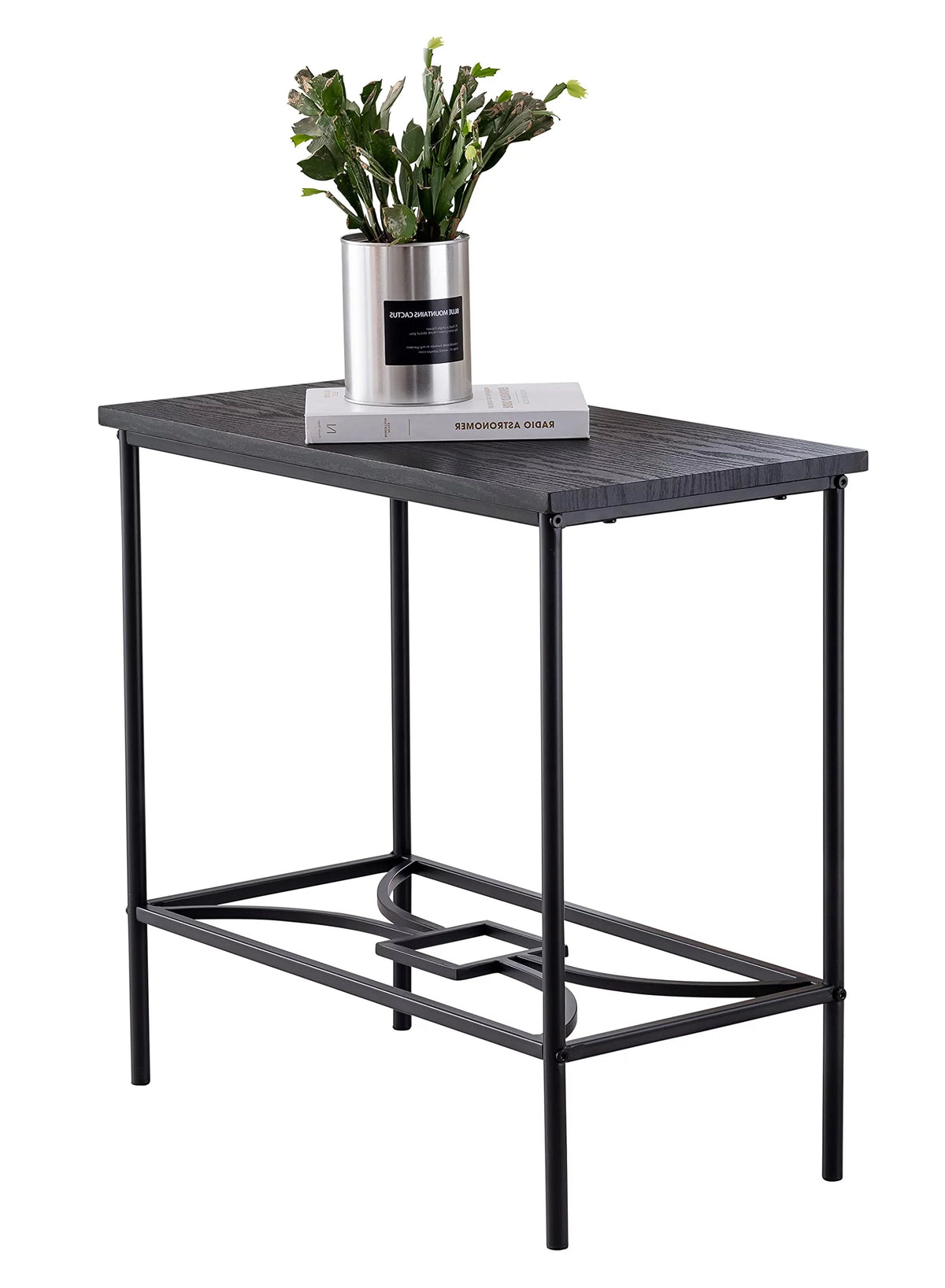 Black Metal & Wood Side Table N30966