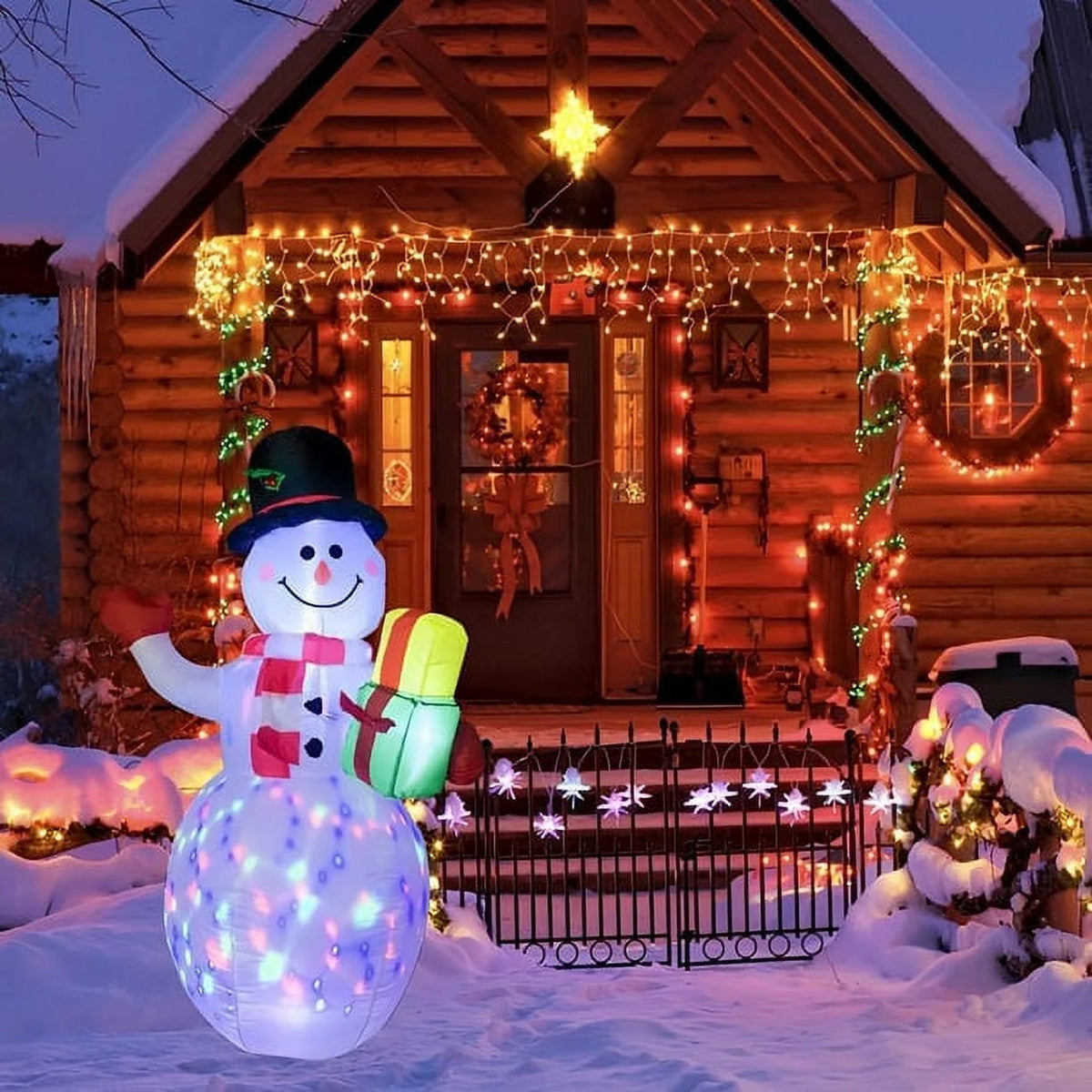 Snowman Christmas Inflatables with Rotating LED Lights I111688