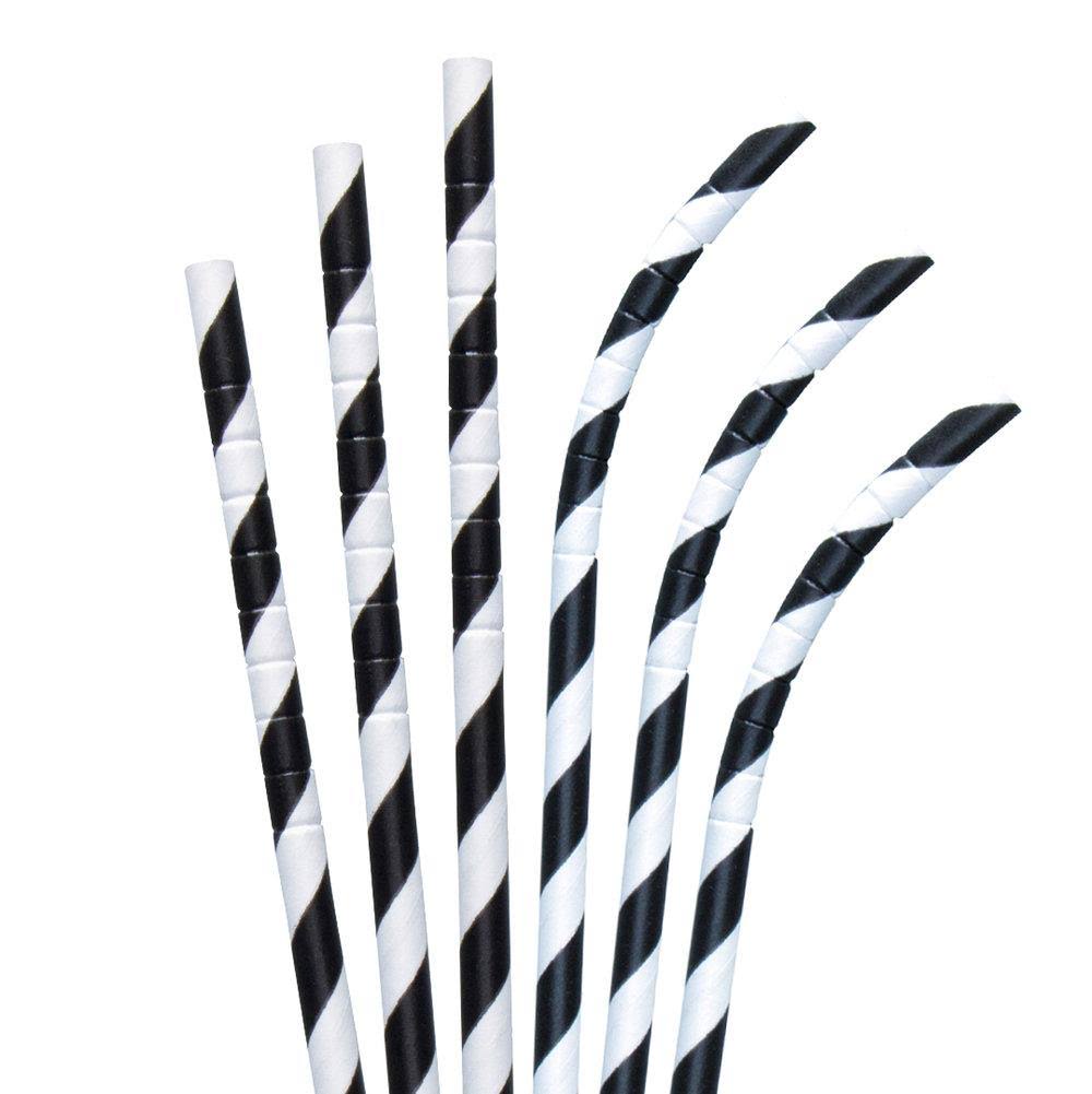 Black White Striped Paper Straw - 4800/Case I238655