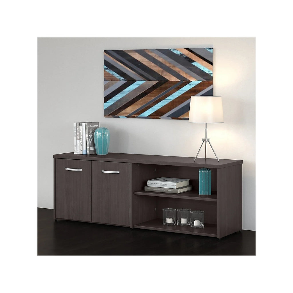 Storm Gray Storage Cabinet with Doors and Shelves W130535